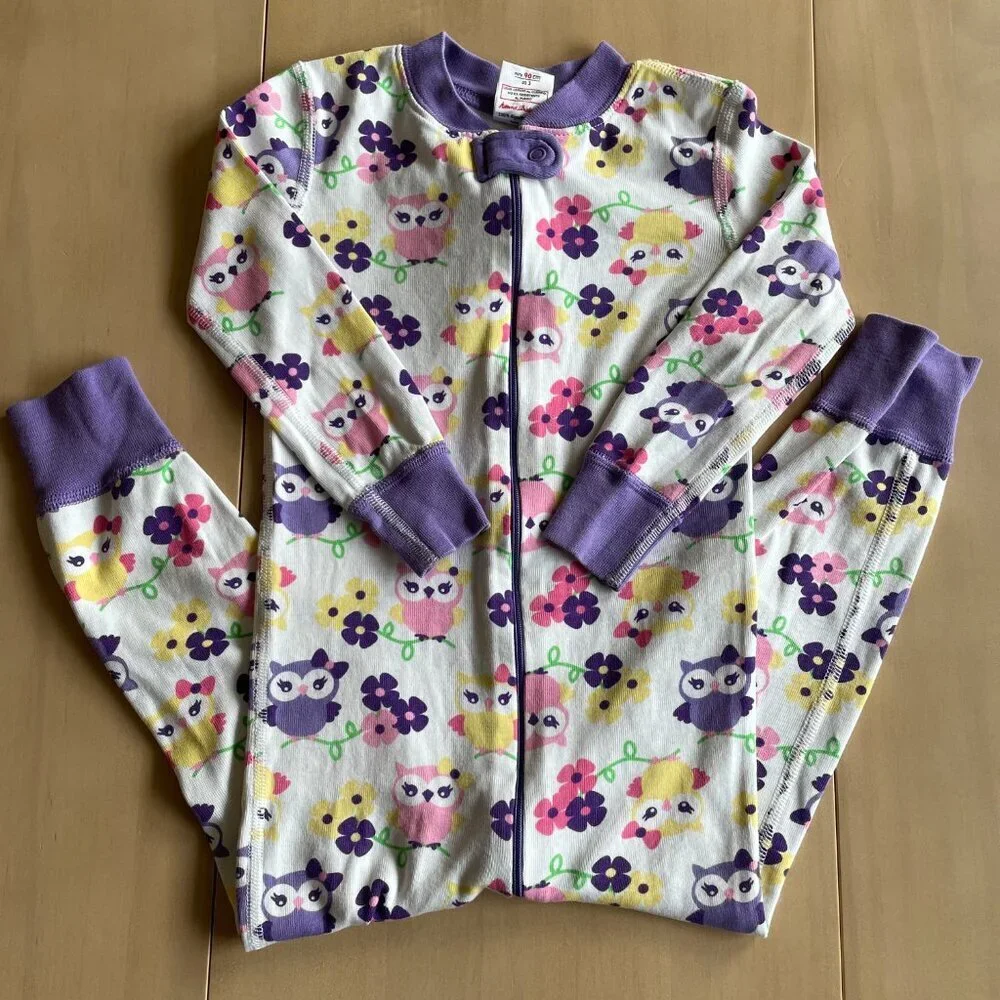 Hanna Andersson Organic Cotton Baby Zip Zipper Sleeper, Multi Owls‎ - Size 3